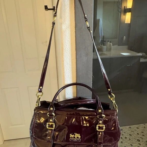 Coach Plum Patent Leather Satchel - Picture 3 of 8